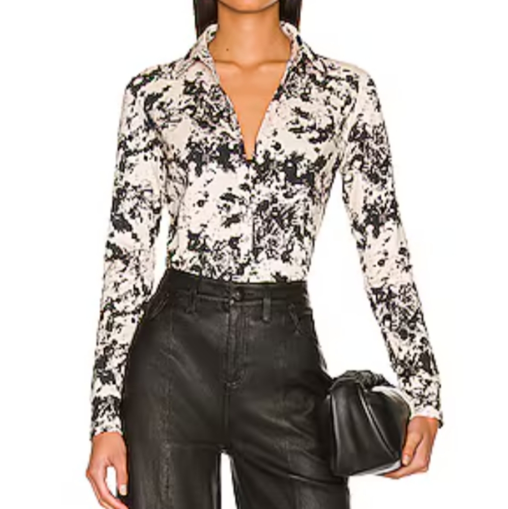 NWT REVOLVE Connection Shirt in Milk London Leaves Print LITA by Ciara